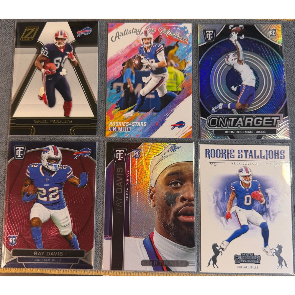 Buffalo Bills Card Lot Josh Allen Keon Coleman Ray Davis Eric Moulds 6 Cards